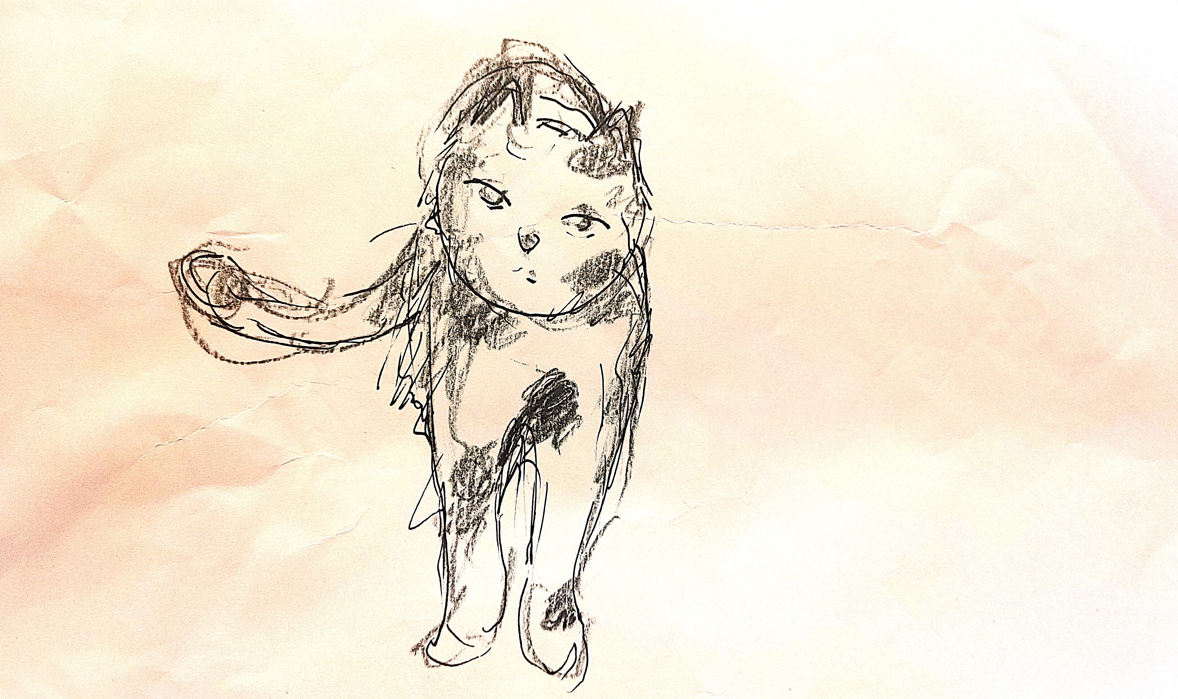 おかあちゃん家の猫、ムギを想像して描いた